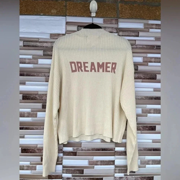 Spiritual Gangster Dreamer Mock Neck Sweater Cream Large - Picture 6 of 12